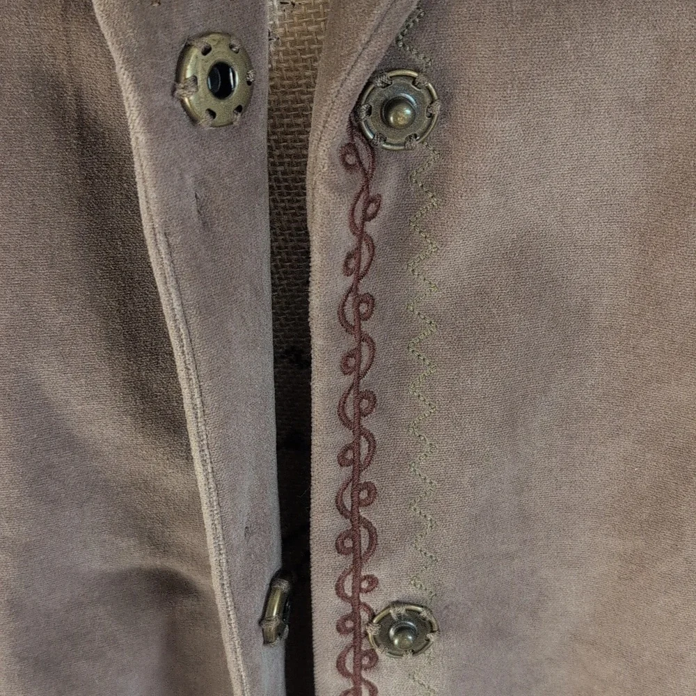 J. Jill Brown Velvet Embroidered Trench Coat Size XS - Picture 7 of 13